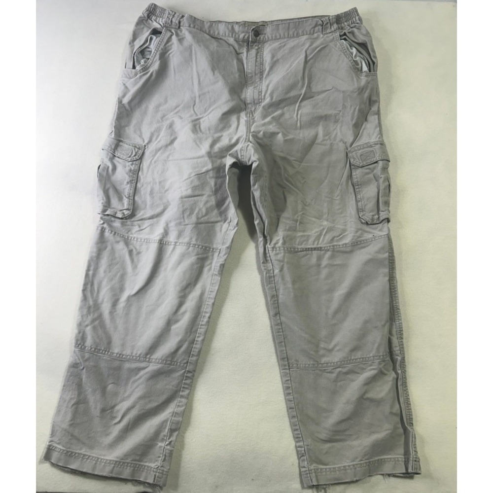 Cabelas Trail Hiker Cargo Pants Mens 46x32 Gray Cotton Elastic Waist Hiking